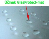 Ukázka účinku GlasProtect-mat na pískovaném skle