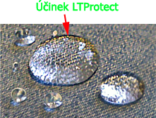 Ukázka účinku nano impregnace textilu LTProtect